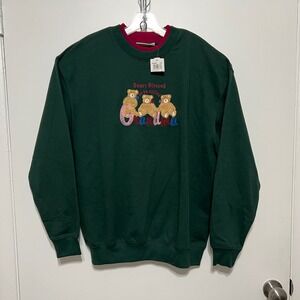 Vintage Beary Blessed Grandma Embroidered Bears Sweater Size L Green Cottagecore